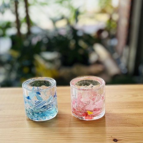 琉球ガラスのカケラ・キャンドルホルダー