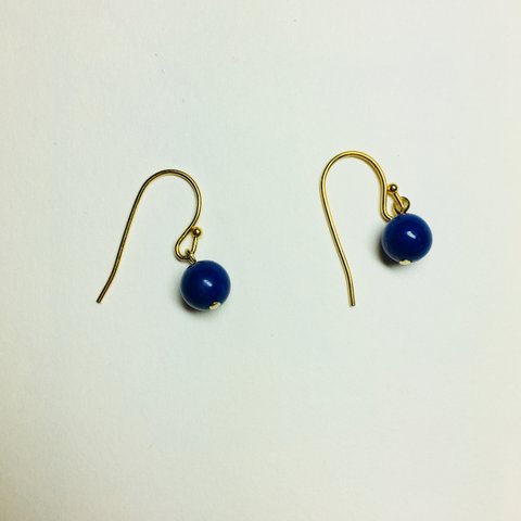 ラピスラズリの一粒ピアス 6mm