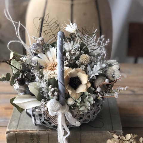dry flower basket /natural white