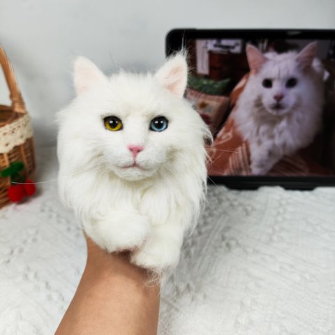 【オーダーメイドペット】羊毛フェルト、うちの子　猫ぬいぐるみ、フェルト猫、羊毛猫、肖像画、犬猫人形 プレゼントやギフトに