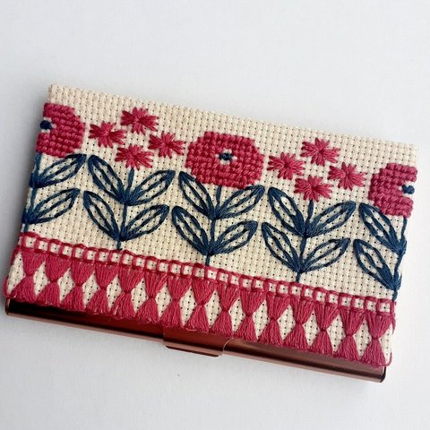 はな刺繍の名刺入れ<kadan>