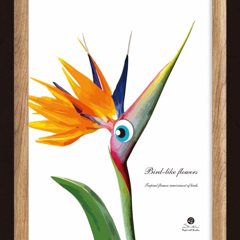 鳥のような花　ポスター　A4 　アート　seiで検索　プレゼント　かわいい　おもしろい　花　植物 　m-336
