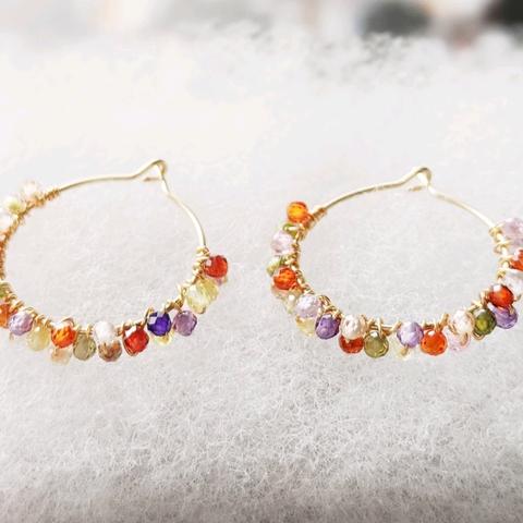 colorful CZ hoop カラフルジルコニアフープピアス（イヤリング14kgf/SV925 可）