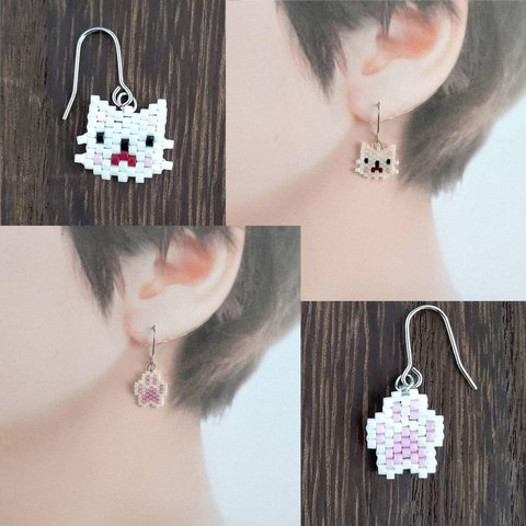 【ｷｯﾄ】白猫&肉球ピアス