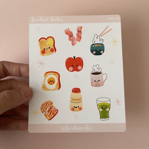 シールシート　2枚/セット　手帳シール　日記、ノートデコシール　Breakfast Stickers 食事　