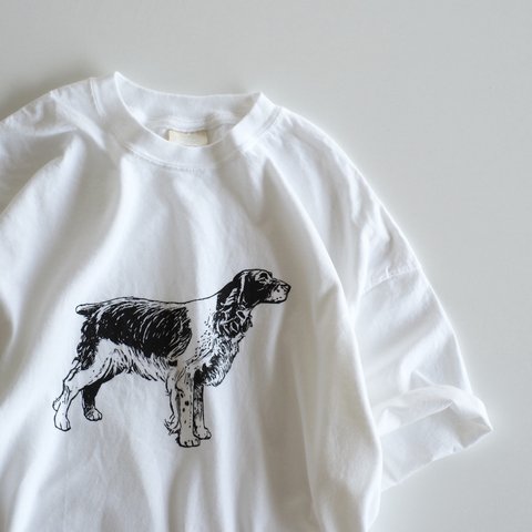 ヴィンテージライク半袖Tシャツ / DOG / ホワイト