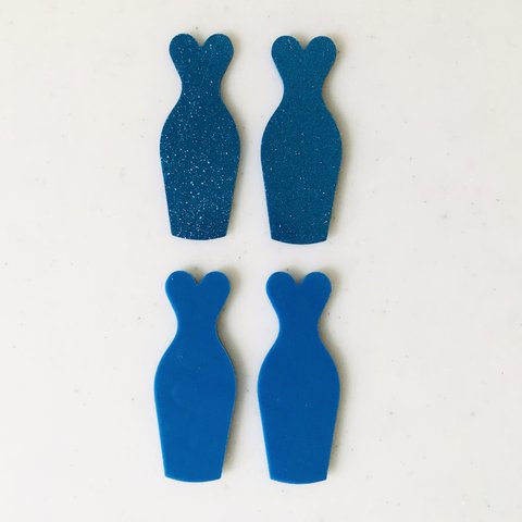 Glitter Blue Dress Cabochons