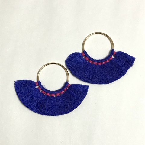 【SALE】 リングタッセルパーツ ブルー 2個セット