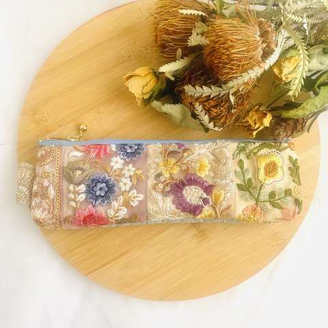 【GW限定LALE】インド刺繍　ペンケース　眼鏡ケース