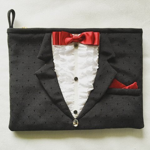 I ♥︎ tuxedo clutch bag(black)