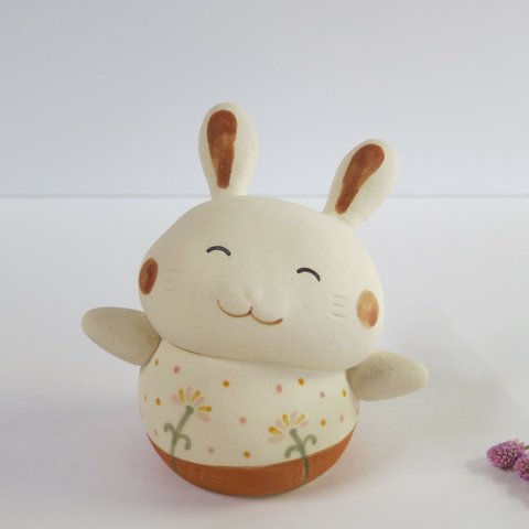 にこにこうさぎ　Ｏ-330　陶製　/Rabbit/兔子