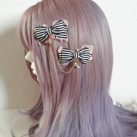 【sale50%off】シンデレラ☆ダブルリボンヘアクリップ