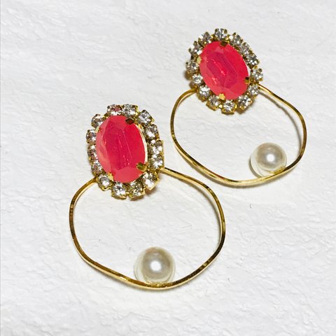 bijou 2way earring 〜pink