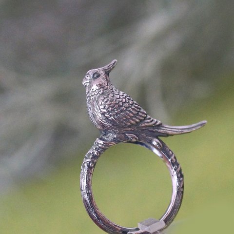 手乗りオカメインコリング 燻し