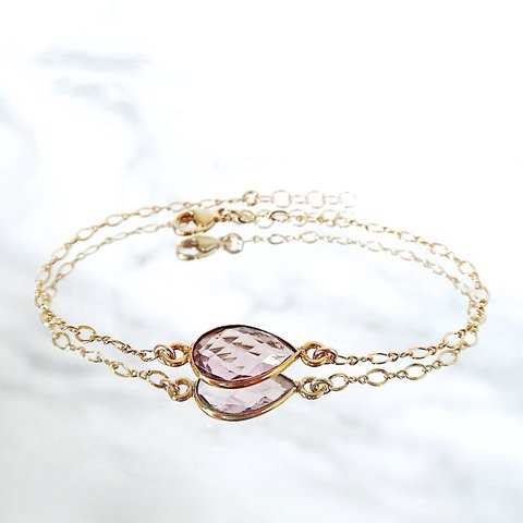 14KGF/ PINK MORGANITE BRACELET