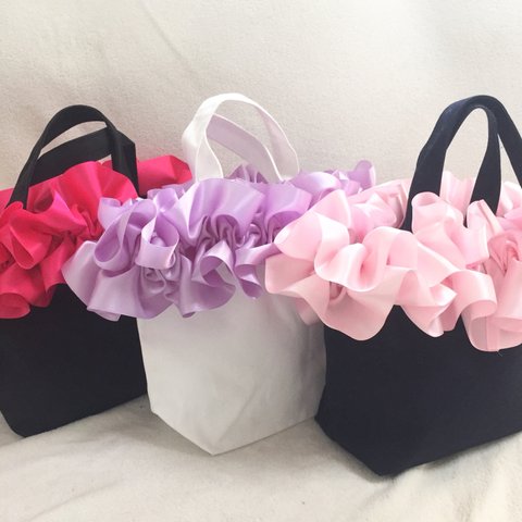 【ロイヤルブルー】色が選べる♡fluffy bag♡リボントート