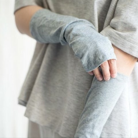 Organic Cotton 日除けアームカバー 【薄手グレーニット生地】