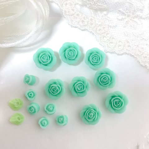 ミント　ハンドメイド パーツ    材料  薔薇  2