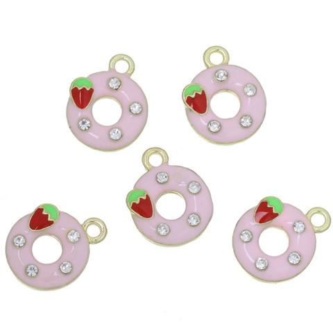 【5個】Strawberry Doughnut Pink Charm