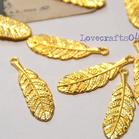 チャーム gold feather 5pc*フェザー leaf　ネイティブ