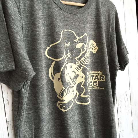 『guitar dogg / ギター犬』 Tシャツ・ヴィンテージヘザー / 着心地 柔らか Tシャツ