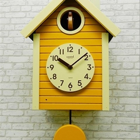 北欧デザインの鳩時計（電子式）SQ03_ye （イエロー）