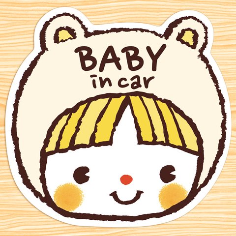 BABY IN CAR ベビーインカー マグネットステッカー(鼻が赤いくまちゃん）