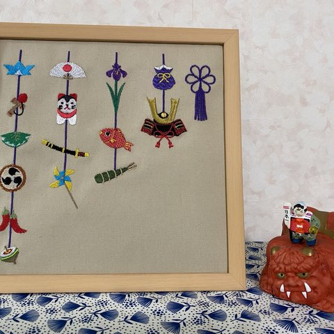 五月節句　刺繍額　こどもの日　ミニ