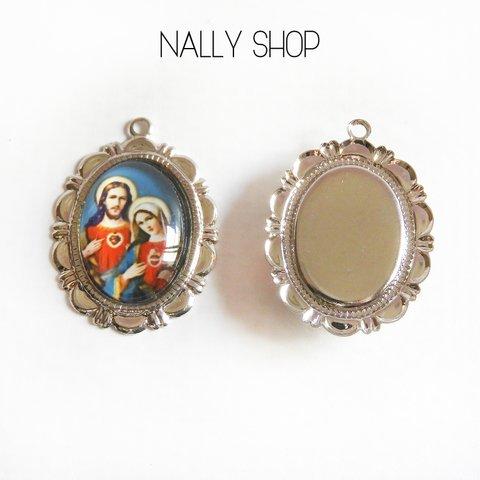 【2個】Virgin Mary & Jesus Charm Silver【M-237】