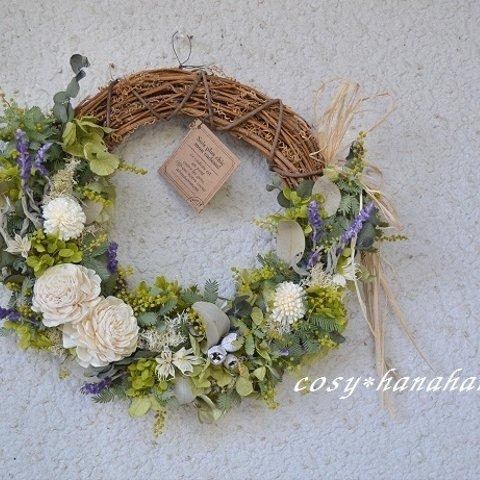 ミモザとユーカリのナチュラルwreath