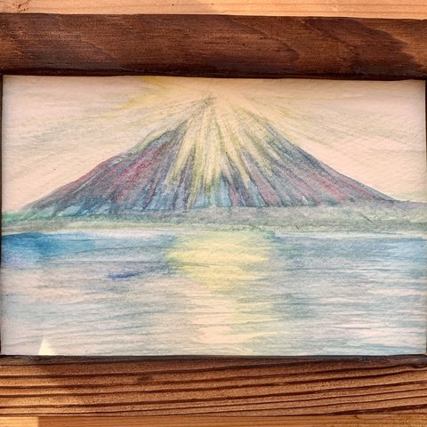 開運絵画　ダイヤモンド富士　金運アップ　子宝　風水　風水絵画　原画　ポストカード　富士山  冨士　年賀状　金運上昇　恋愛運　縁結び　くじ運　宝くじ　富士山　水彩画　風景画　