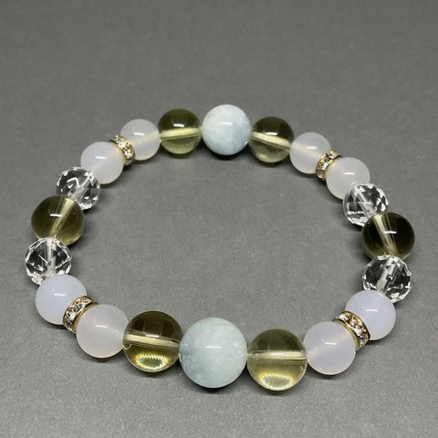 アクアマリン×シトリン×ホワイトカルセドニー×クリスタル　aquamarine,citrine,white chalcedony and crystal