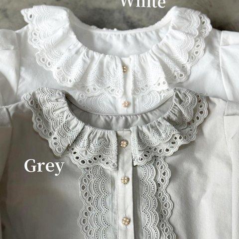 lace blouse (ホワイト・グレー）