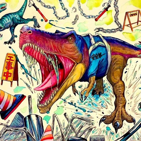 かっこいい動物のイラスト　恐竜　(安全第一！)