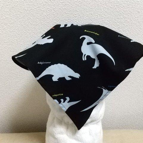 恐竜H（ブラック）サイズが選べる　ゴム紐付　子供用三角巾