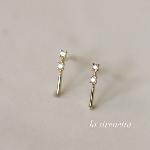 受注製作 ピアス ＊ two zirconia bar pierce