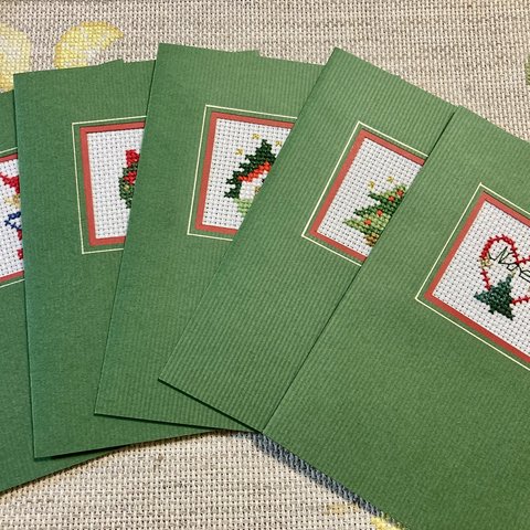 刺繍クリスマスカード5枚セット（Kazu工房）