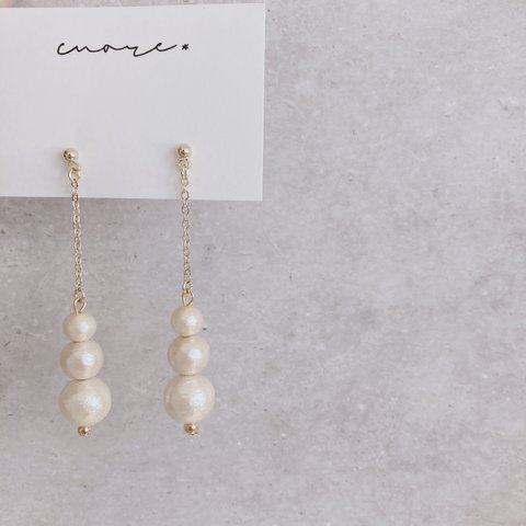 【再販×2】cottonpearl×chain pierce