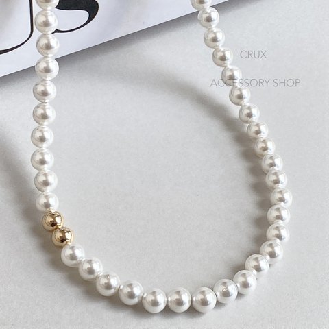 [14kgf]N26　shell pearl necklace・M