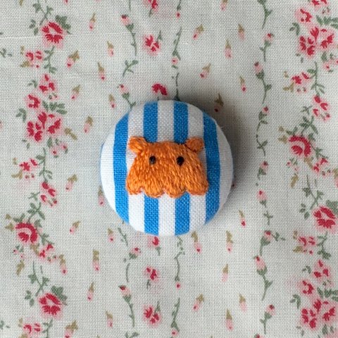 メンダコちゃん刺繍マグネット (オレンジ×ストライプ)