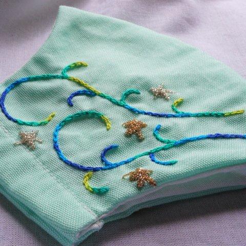 さわやかお星さま刺繍布マスク