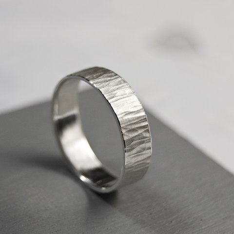 つや消し縦槌目 シルバーフラットリング 5.0mm幅 MATTE VERTICAL｜SILVER RING｜658