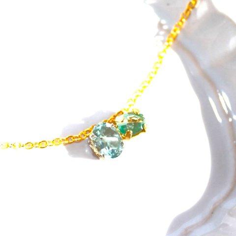 - shizuku - Blue Topaz & Paraiba Tourmaline Necklace