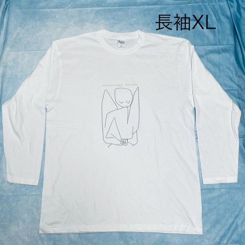 パウルクレー　天使というよりむしろ鳥　ロンT 綿5.6オンス長袖TシャツXL白 SML XL有