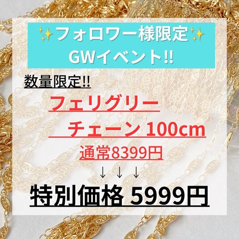 【フォロワー様限定イベント】特別価格　14kgf フェリグリーチェーン　100cm 
