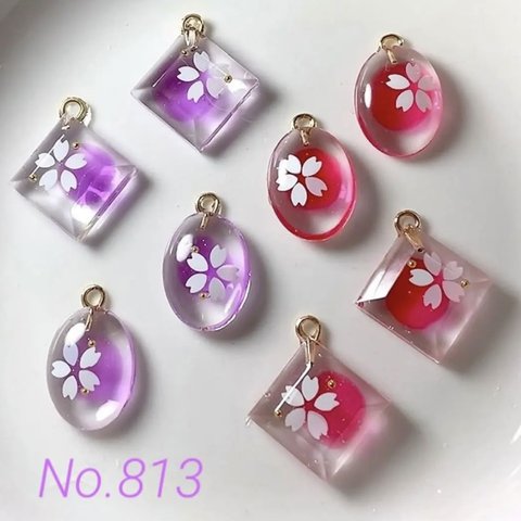 オーダー用となりますNo.813◆チャームトップ♪カン付きレジンパーツ♪桜❀.*