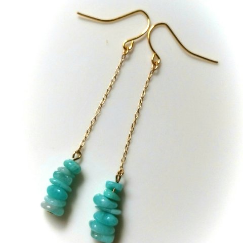 ✧アマゾナイトのロングピアス✧〜Amazonite pierced earrings～