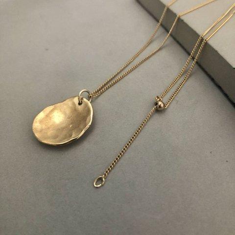 brass necklace sizuku /真鍮/ネックレス/槌目/ハンドメイド