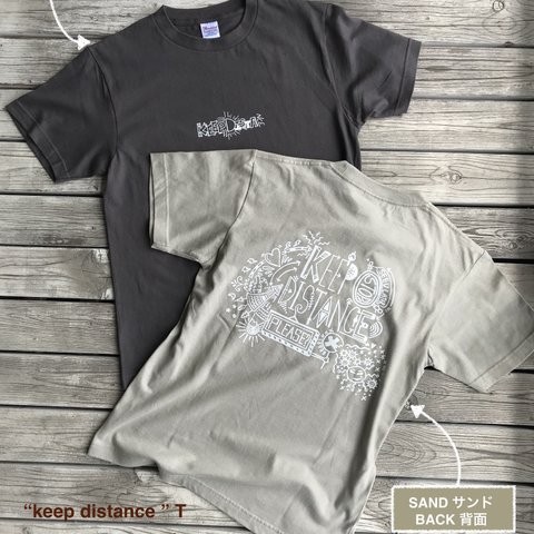 "keep distance"Ｔ　オリジナルイラストＴシャツ "キープディスタンス"