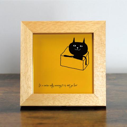 【額付き】 北欧　ネコ　猫　絵　絵画　アート　ポスター　黒猫　イラスト　グッズ　猫モチーフ　雑貨　「ねこのひげ　0009」
